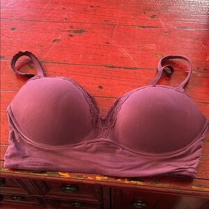 Women's Lace Trim Bra - Purple